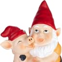 BRUBAKER Gartenzwerg Zwerg tanzt mit Ferkel - Gartenfigur mit Schwein Lustig - Dekoration Bild 3