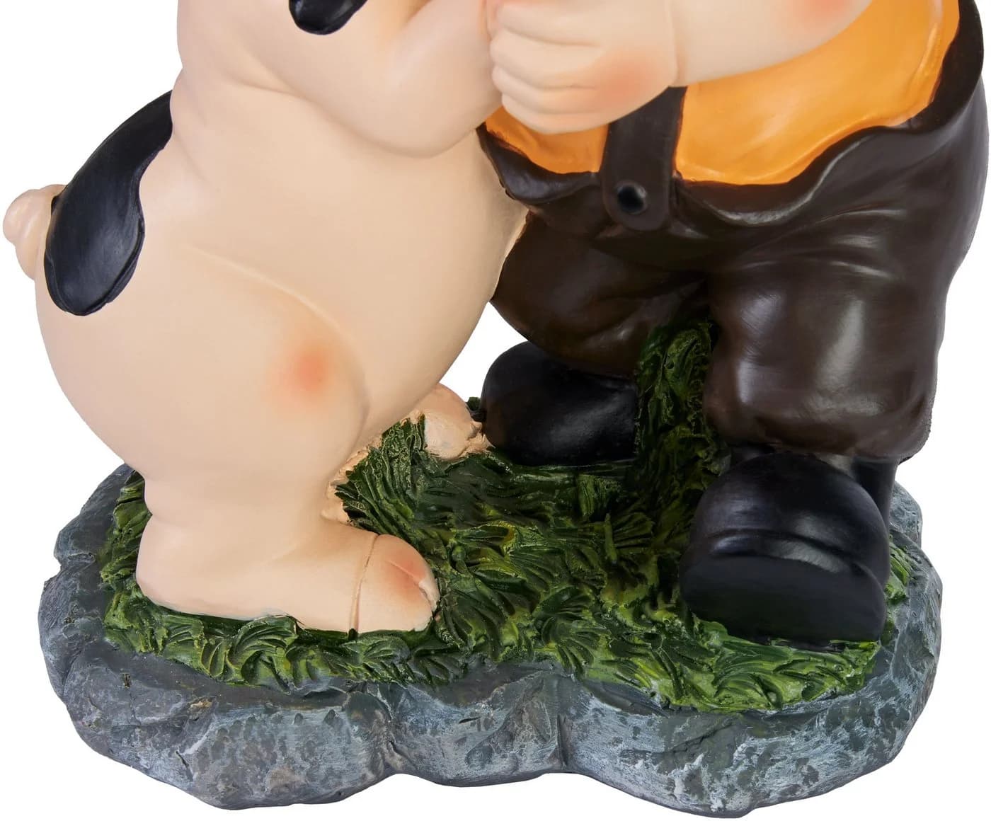 BRUBAKER Gartenzwerg Zwerg tanzt mit Ferkel - Gartenfigur mit Schwein Lustig - Dekoration - Bild 4