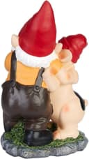 BRUBAKER Gartenzwerg Zwerg tanzt mit Ferkel - Gartenfigur mit Schwein Lustig - Dekoration Bild 5