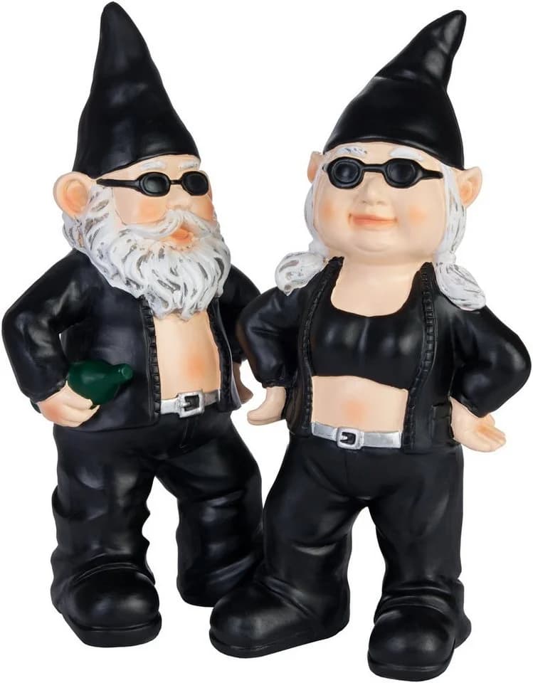 BRUBAKER Gartenzwerg Rocker Paar Set Bunt Polyresin