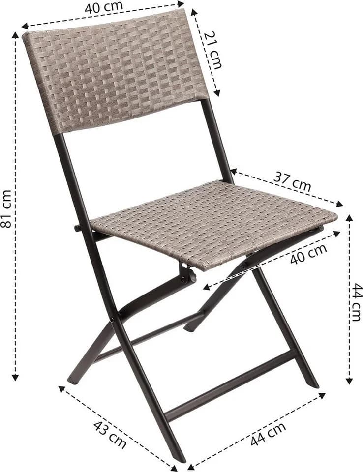 BRUBAKER Campingstuhl Toskana Grau Braun Polyrattan Klappstuhl
