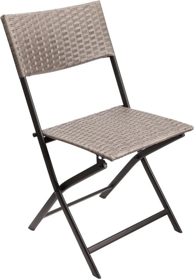 BRUBAKER Campingstuhl Toskana Grau Braun Polyrattan Klappstuhl - Bild 2