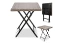 BRUBAKER Gartentisch Toskana Grau Braun Polyrattan Metall Klapptisch Bild 2