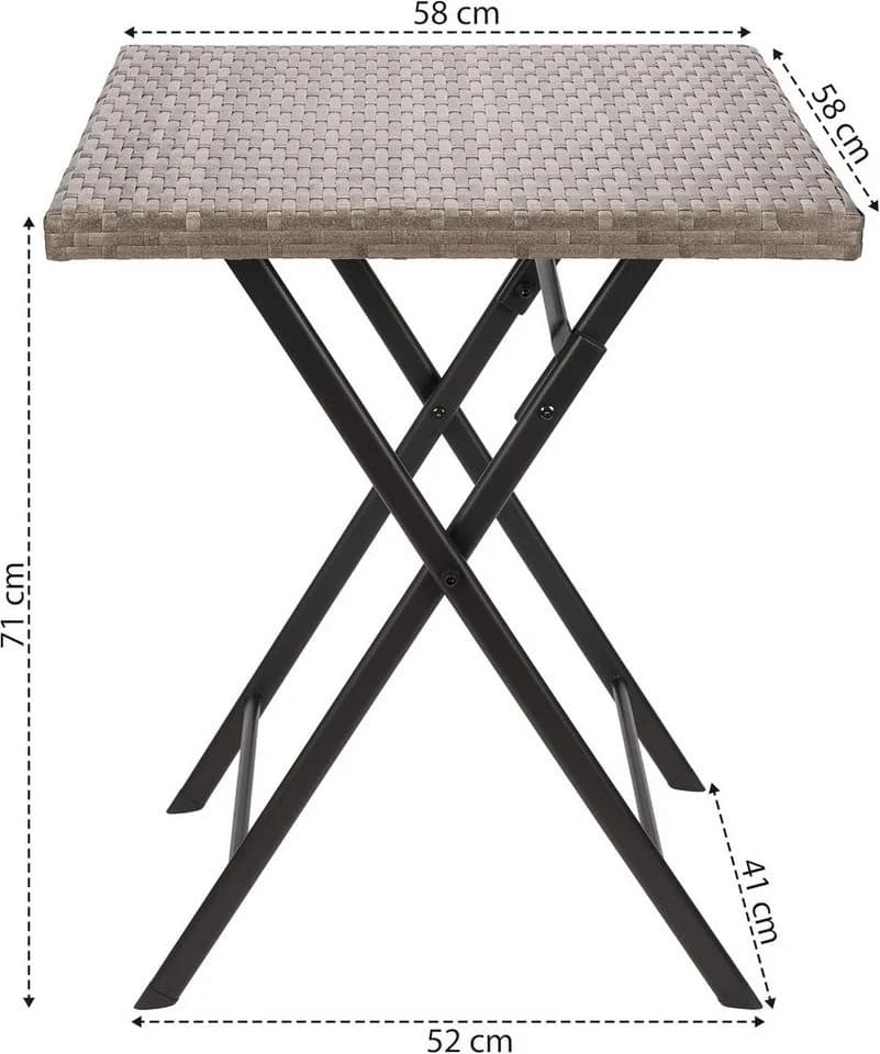 BRUBAKER Balkonset Toskana 3-tlg. Braun Grau Polyrattan Klappbar - Bild 3