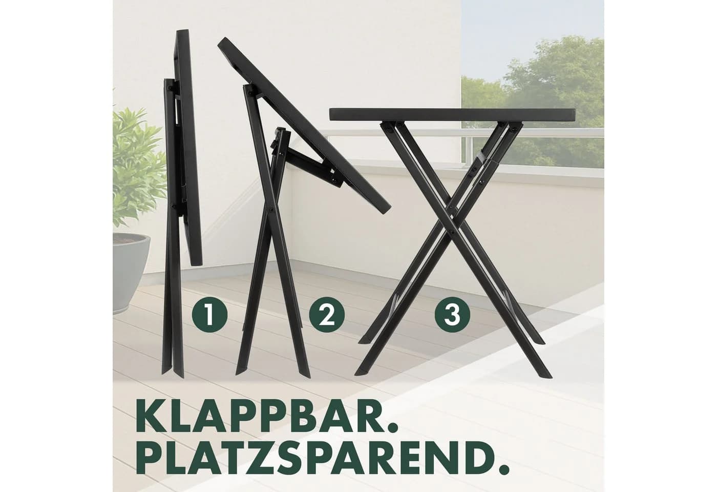 BRUBAKER Gartentisch Bergamo Klapptisch Holzoptik Braun Schwarz - Bild 4
