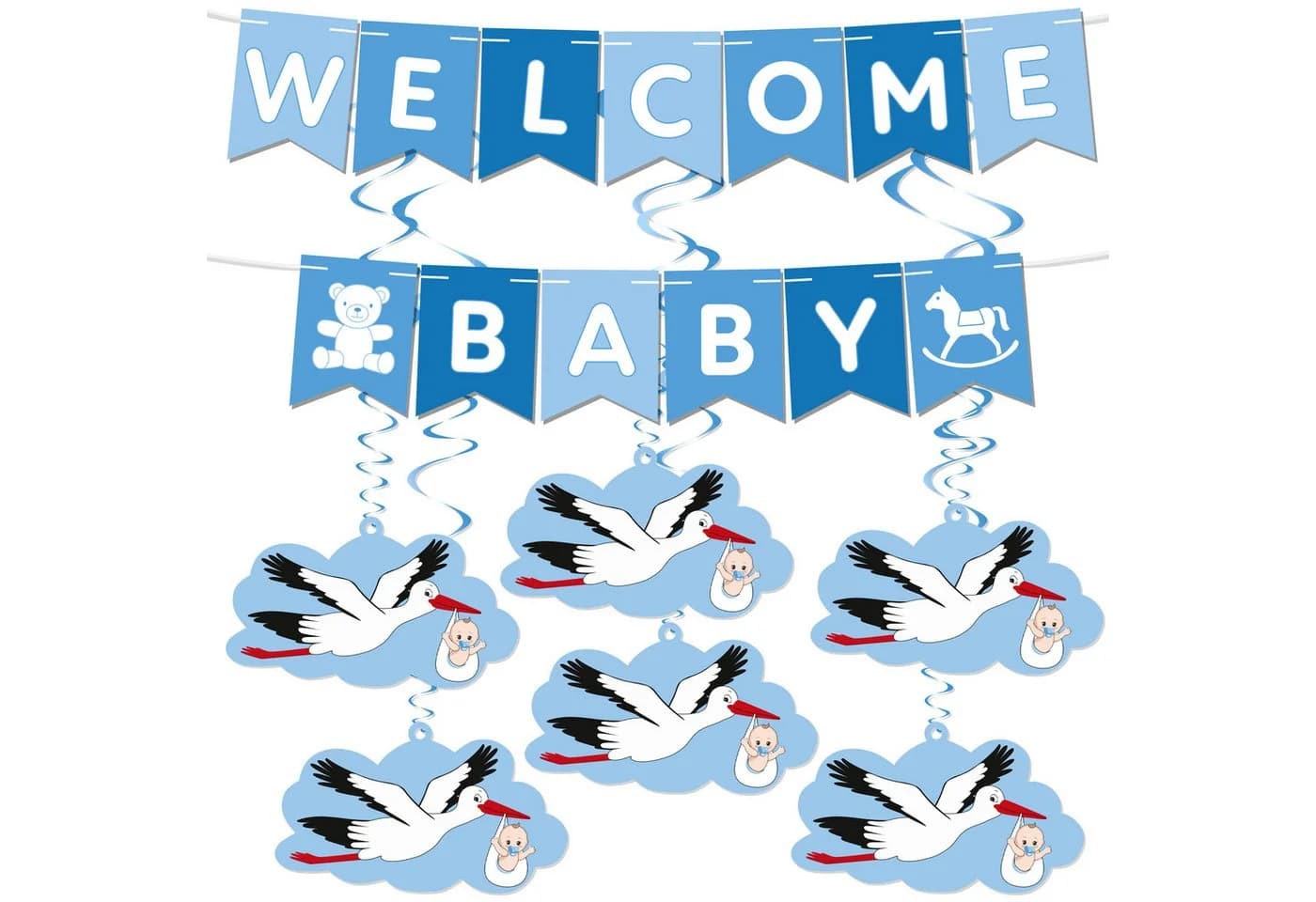 BRUBAKER Baby Girlande Welcome + Großer Storch Holz - Bild 3