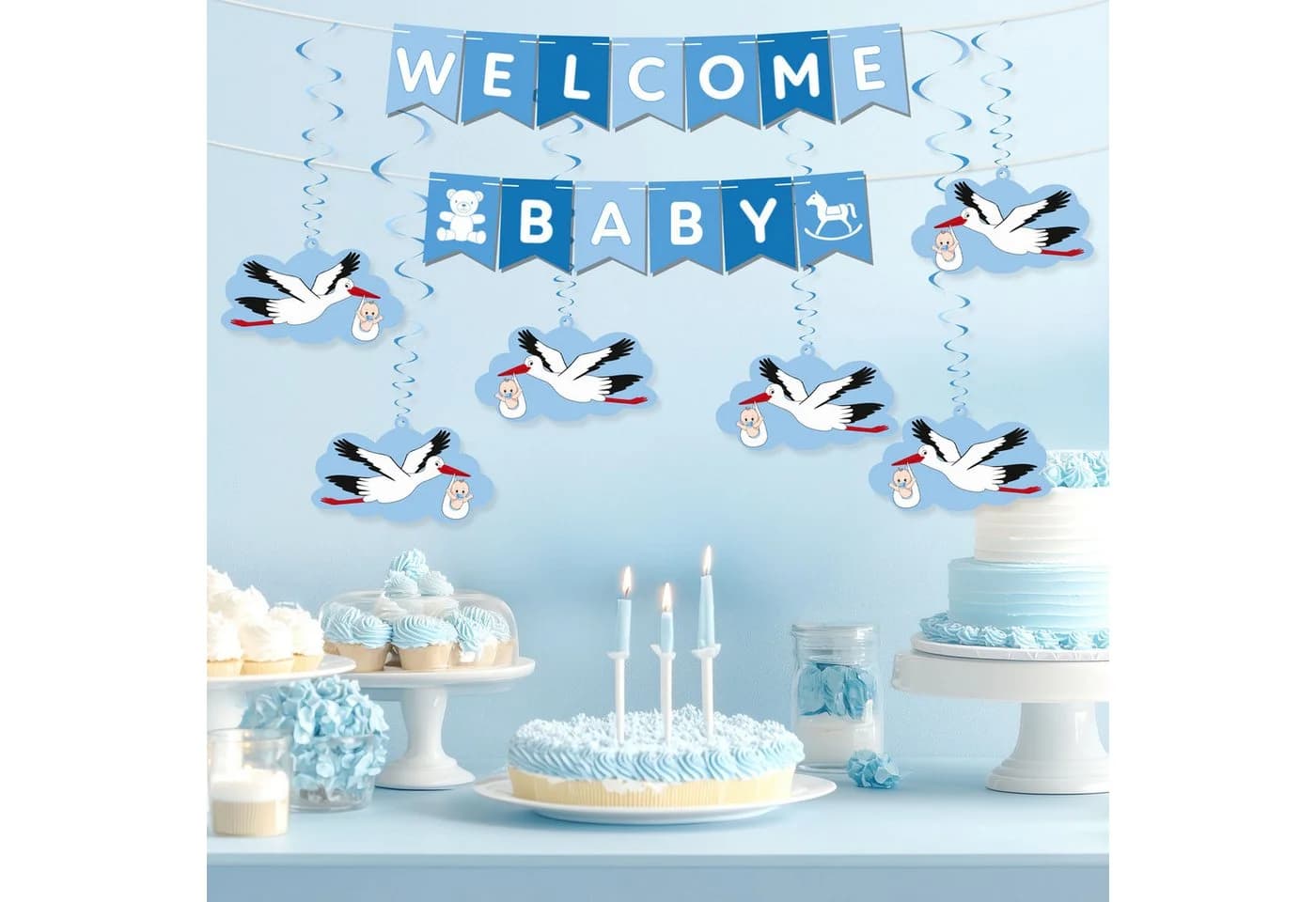 BRUBAKER Baby Girlande Welcome + Großer Storch Holz - Bild 5
