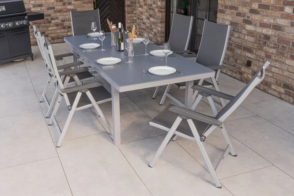 KETTLER Garten-Essgruppe mit Ausziehtisch und 6 Klappstühlen