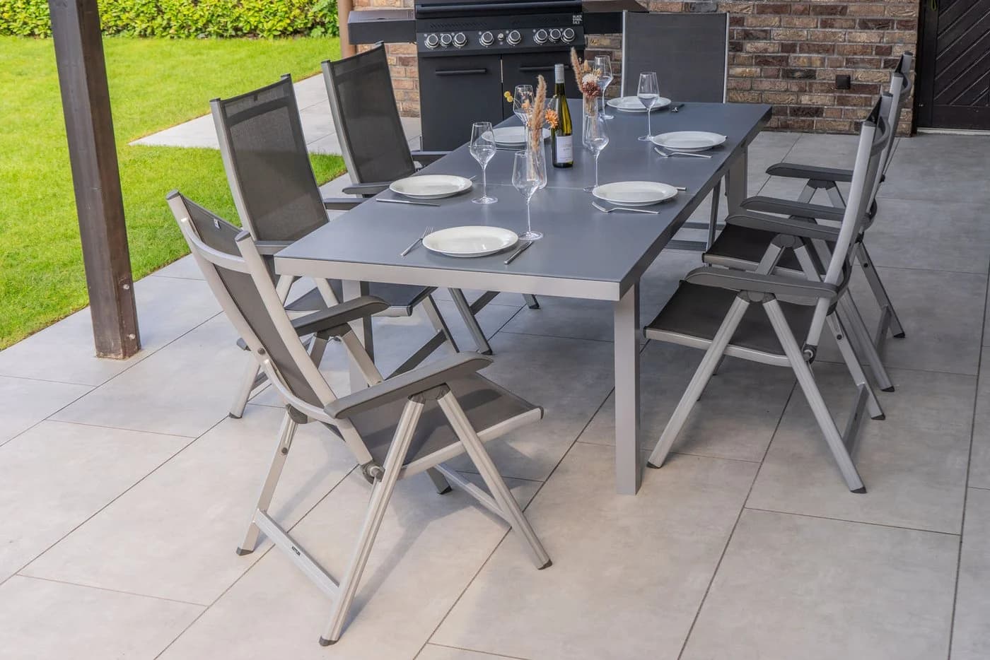 KETTLER Garten-Essgruppe mit Ausziehtisch und 6 Klappstühlen - Bild 2
