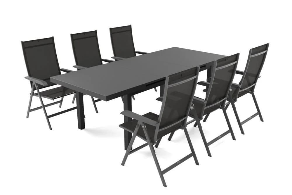 KETTLER BasicPlus Garten-Essgruppe mit Ausziehtisch und 6 Klappstühlen