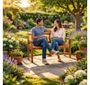 ESTEXO Gartenbank 2-Sitzer massiv Akazienholz Natur Bild 2