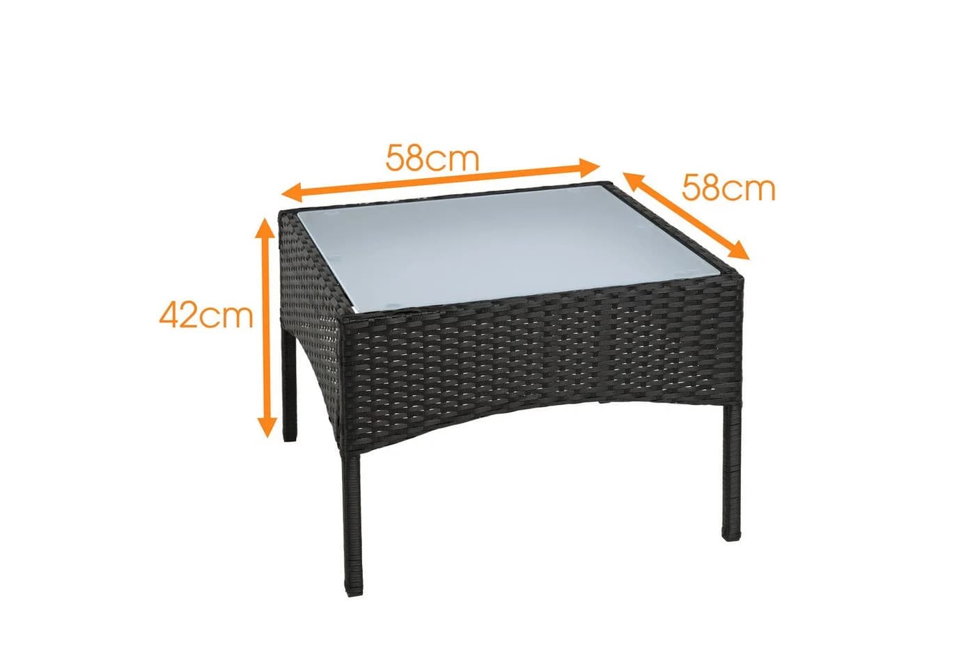 ESTEXO Gartentisch Polyrattan Schwarz Glas Beistelltisch