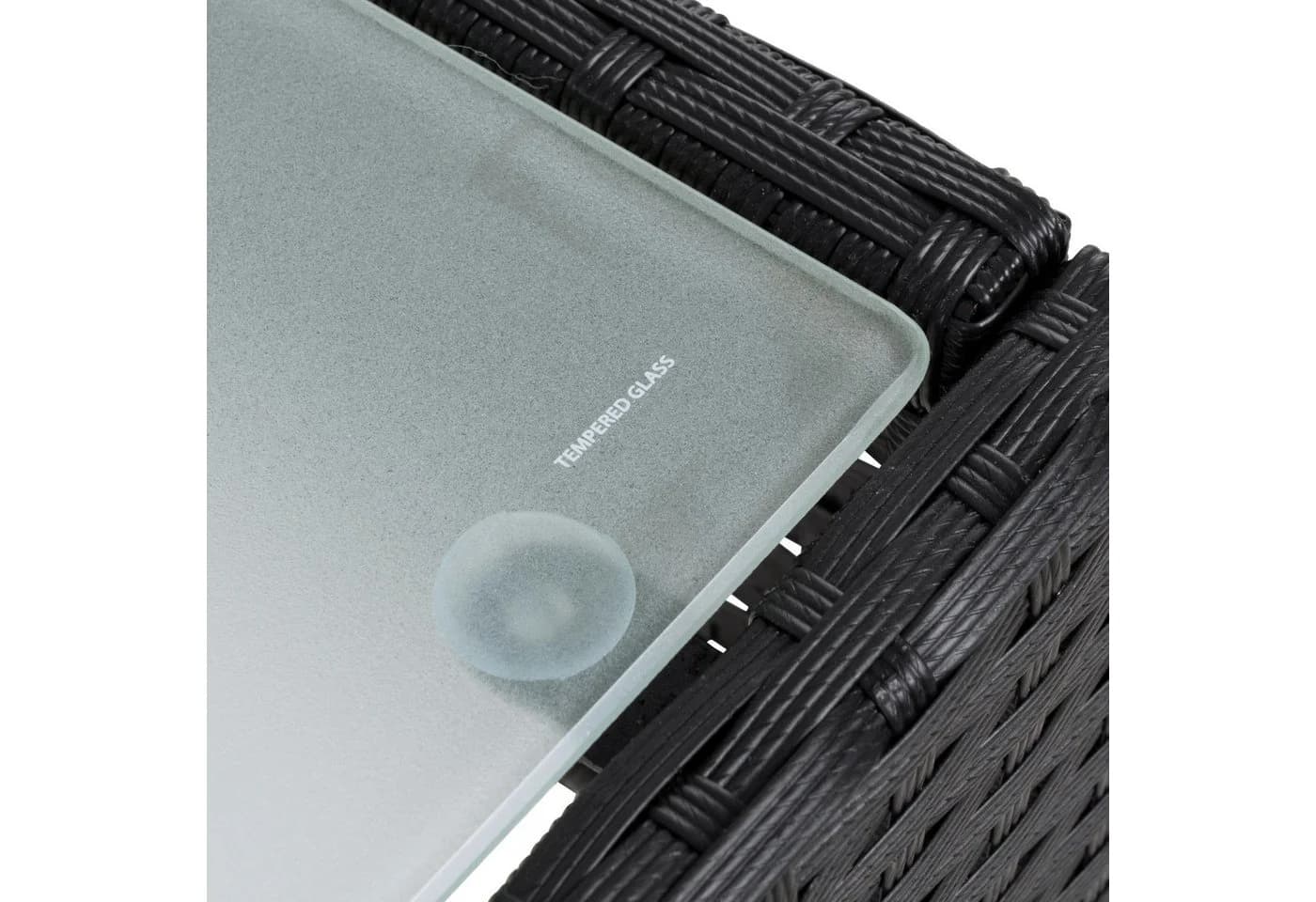 ESTEXO Gartentisch Polyrattan Schwarz Glas Beistelltisch - Bild 4