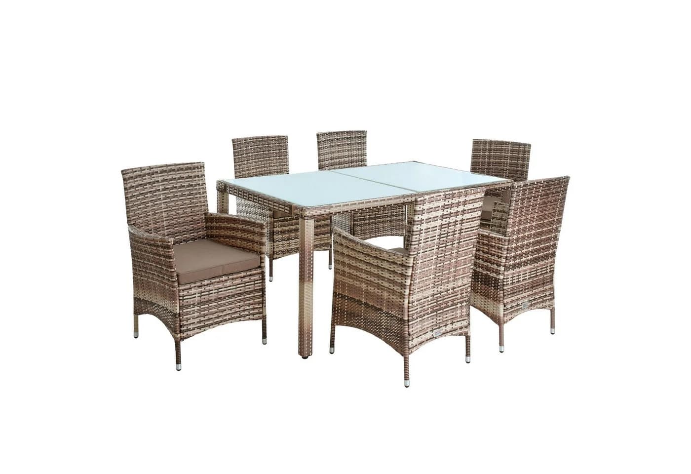 ESTEXO Sitzgruppe 6 Pers. Polyrattan Beige-Braun Gartenset - Bild 2