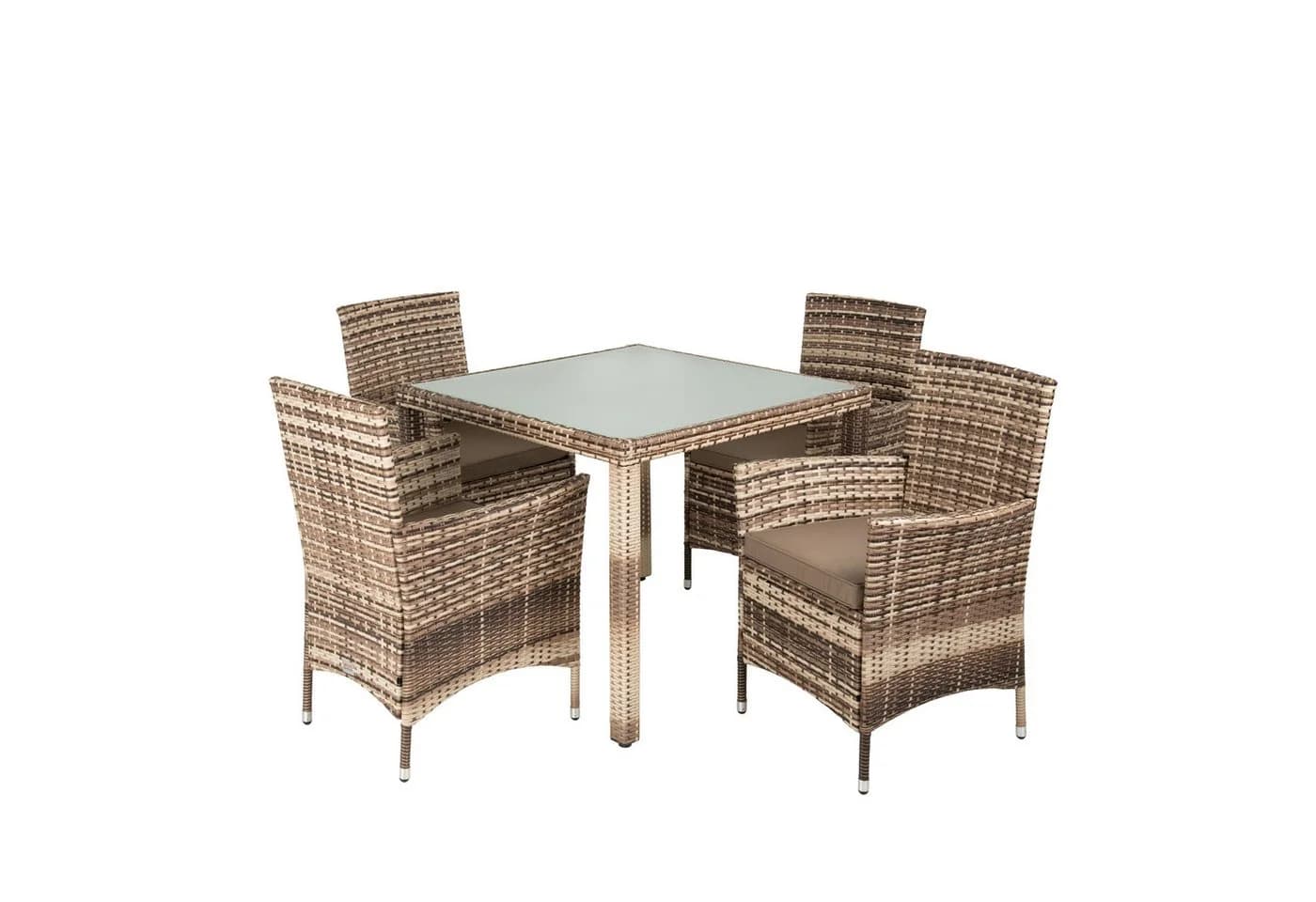 ESTEXO Sitzgruppe Polyrattan Gartenmöbel Set Rattan Essgruppe Beige Braun