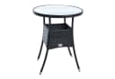 ESTEXO Gartentisch Rund Schwarz Polyrattan mit Glasplatte Bild 2