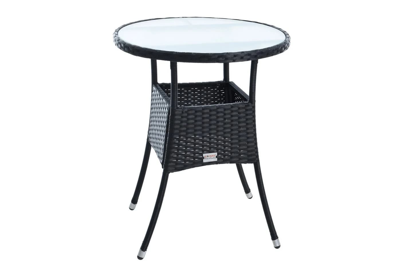 ESTEXO Gartentisch Rund Schwarz Polyrattan mit Glasplatte - Bild 2