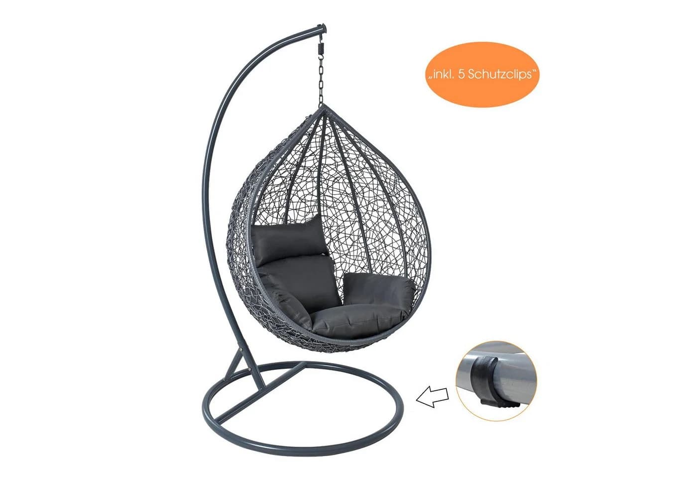 ESTEXO Hängesessel Polyrattan Anthrazit