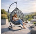 ESTEXO Hängesessel Polyrattan Anthrazit Bild 2