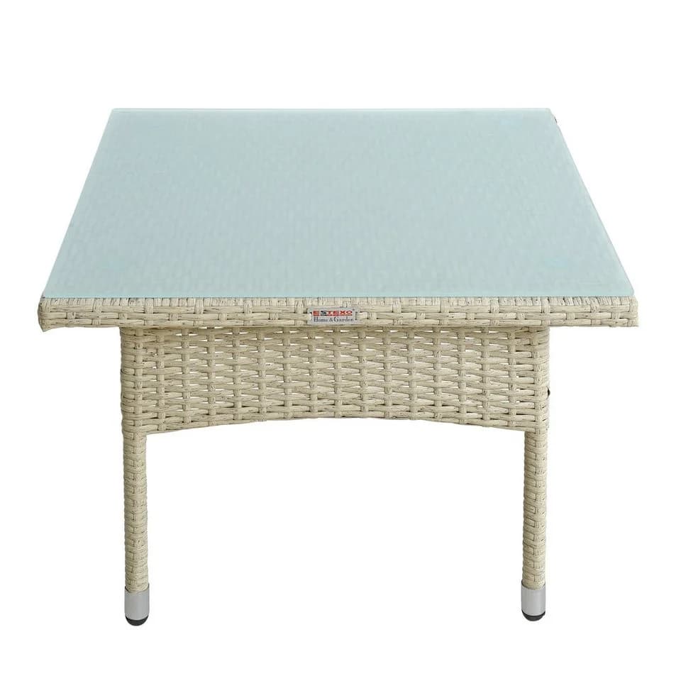 ESTEXO Gartentisch Beistelltisch Polyrattan Beige