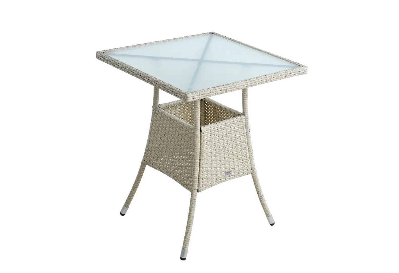 ESTEXO Gartentisch Polyrattan Beistelltisch 60 cm Beige - Bild 2