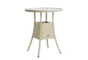 ESTEXO Gartentisch Beistelltisch Rund Beige Polyrattan mit Glasplatte Bild 5