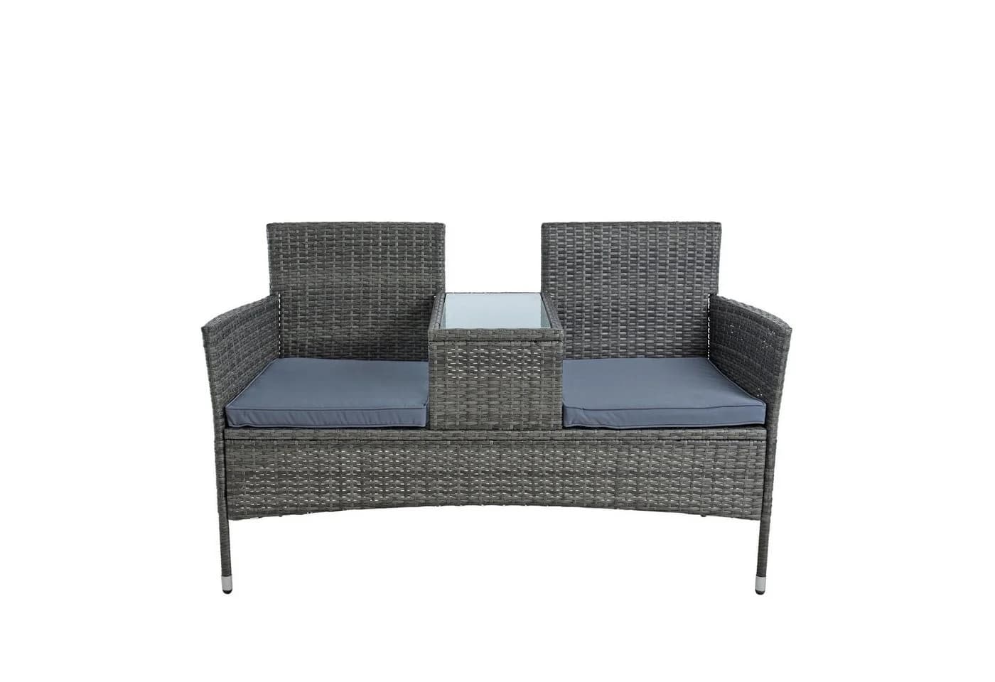 ESTEXO Polyrattan Gartenbank 2-Sitzer Anthrazit