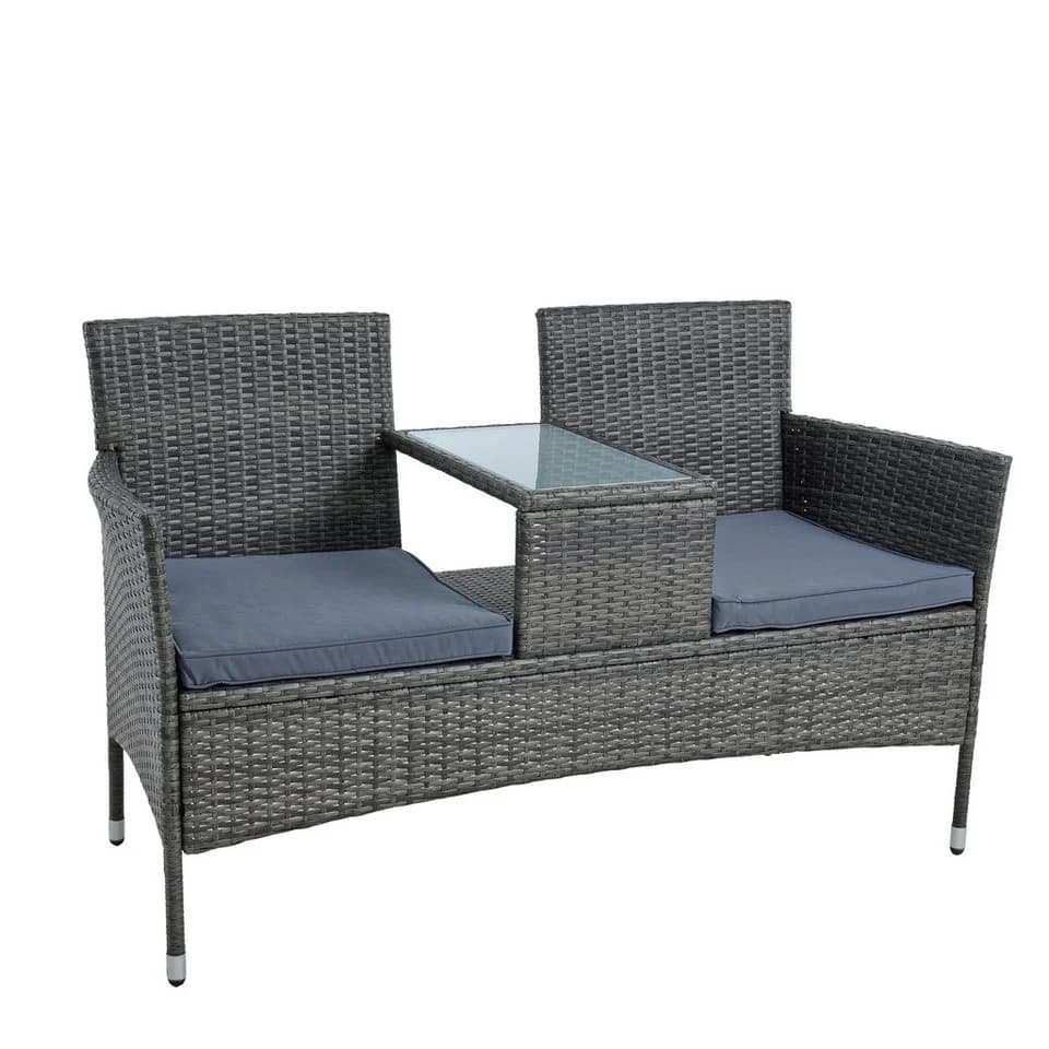 ESTEXO Polyrattan Gartenbank 2-Sitzer Anthrazit - Bild 2