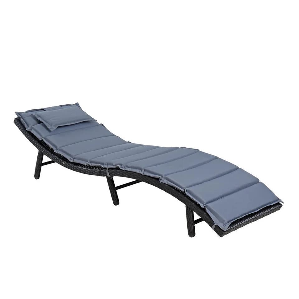 ESTEXO Gartenliege Polyrattan XXL Relaxliege Schwarz