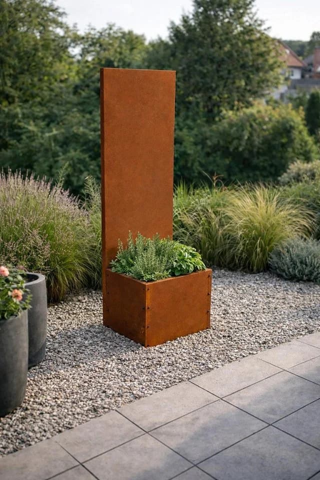 ESTEXO Sichtschutzelement Rost Metall Gartenzaun mit Hochbeet - Bild 2