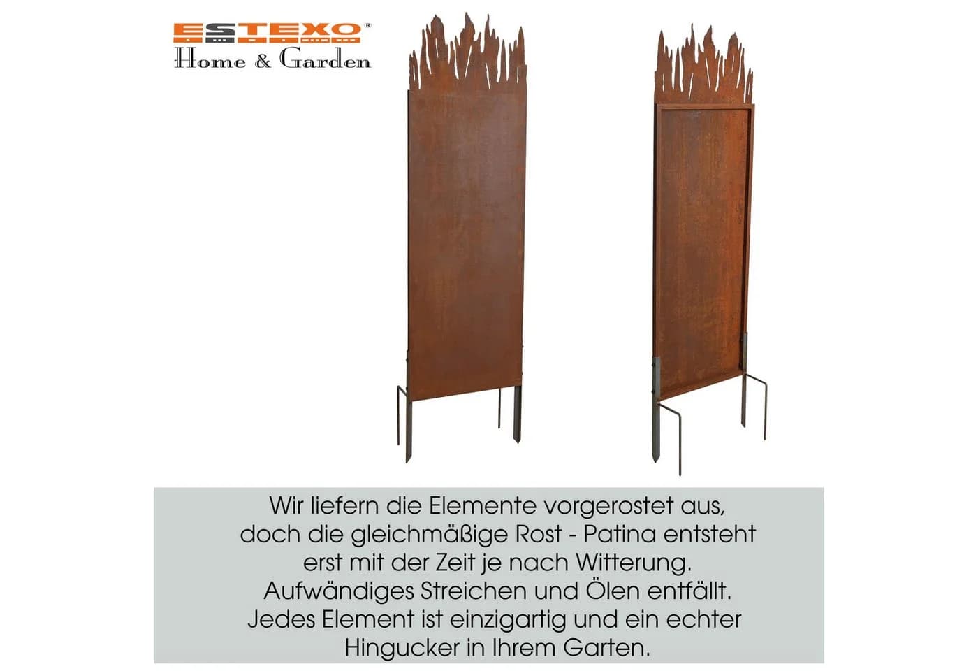 ESTEXO Sichtschutzelement Metall Gartenzaun Sichtschutzwand Edel-Rost - Bild 4
