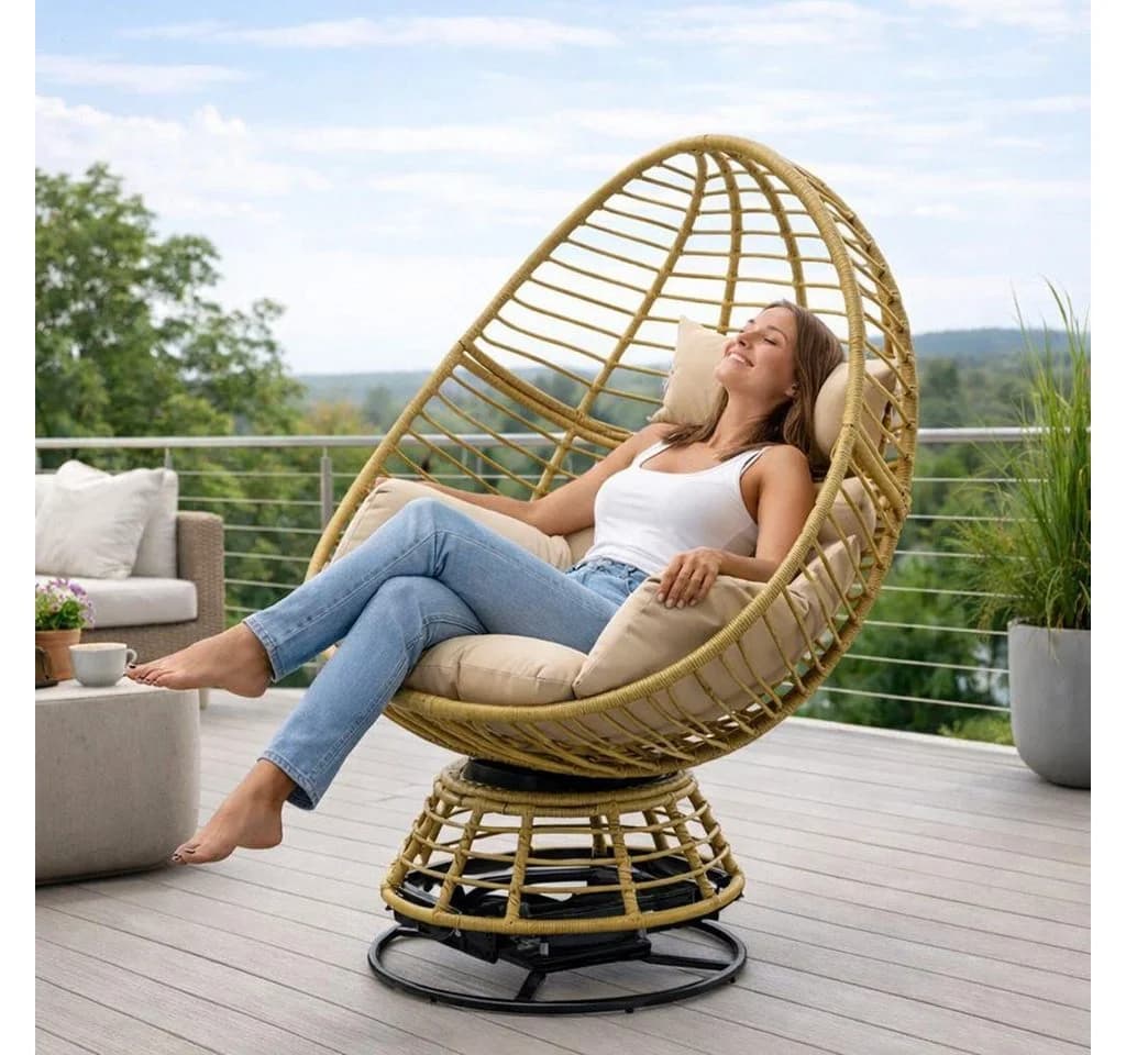 ESTEXO Gartensessel Polyrattan Schwingsessel - Bild 2