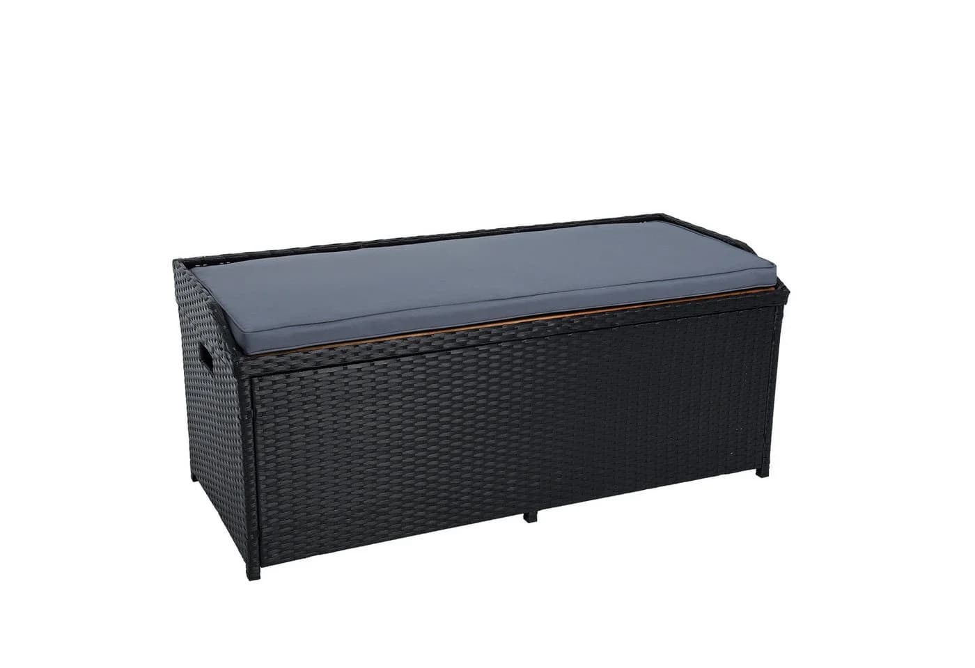 ESTEXO Gartenbank Sitzbank mit Auflagenbox Rattan Kissentruhe Polyrattan Schwarz - Bild 2