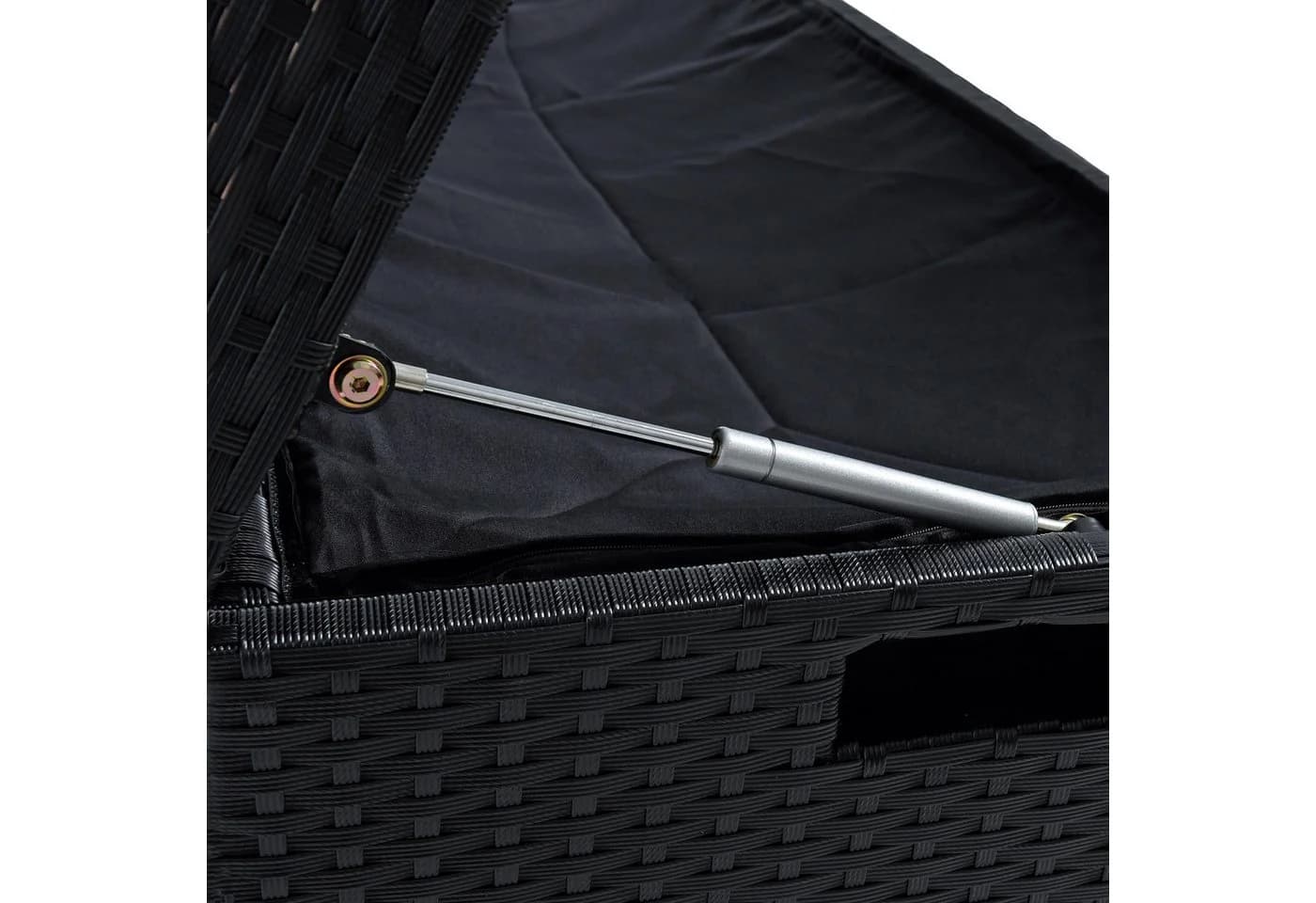 ESTEXO Gartenbank Sitzbank mit Auflagenbox Rattan Kissentruhe Polyrattan Schwarz - Bild 4