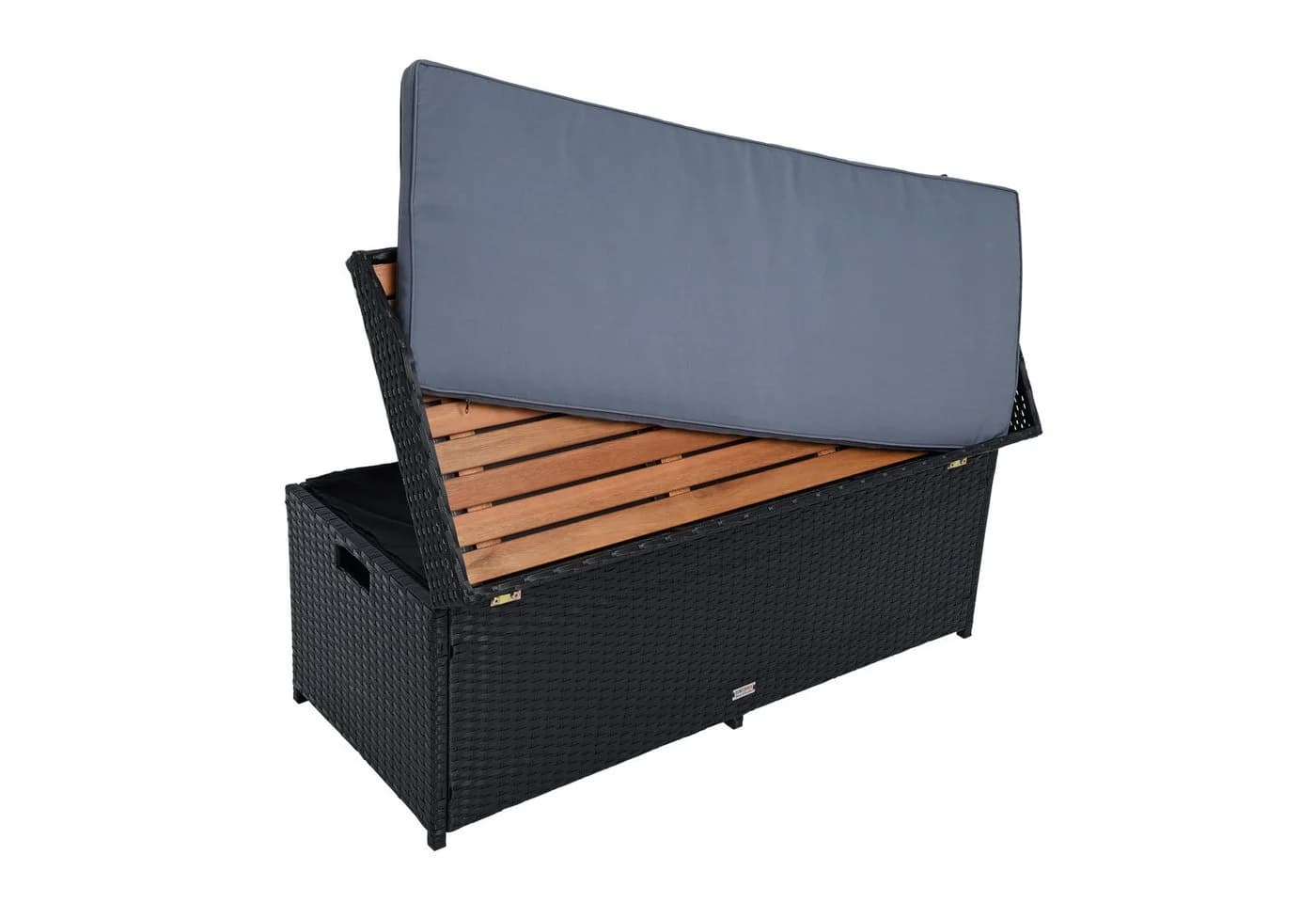 ESTEXO Gartenbank Sitzbank mit Auflagenbox Rattan Kissentruhe Polyrattan Schwarz - Bild 5