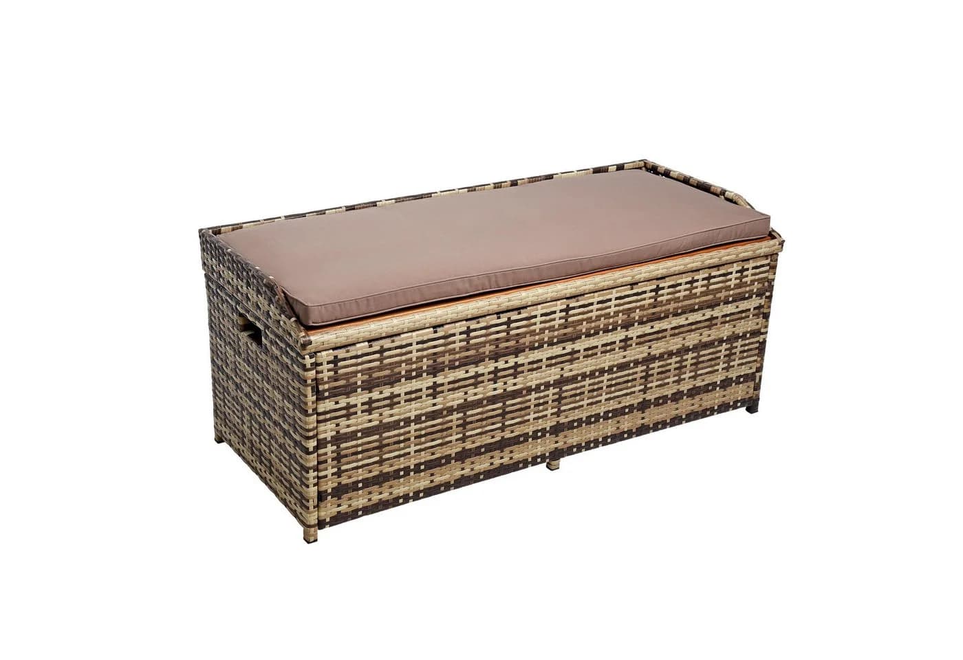 ESTEXO Gartenbank mit Auflagenbox Polyrattan Akazienholz Beige-Braun - Bild 2