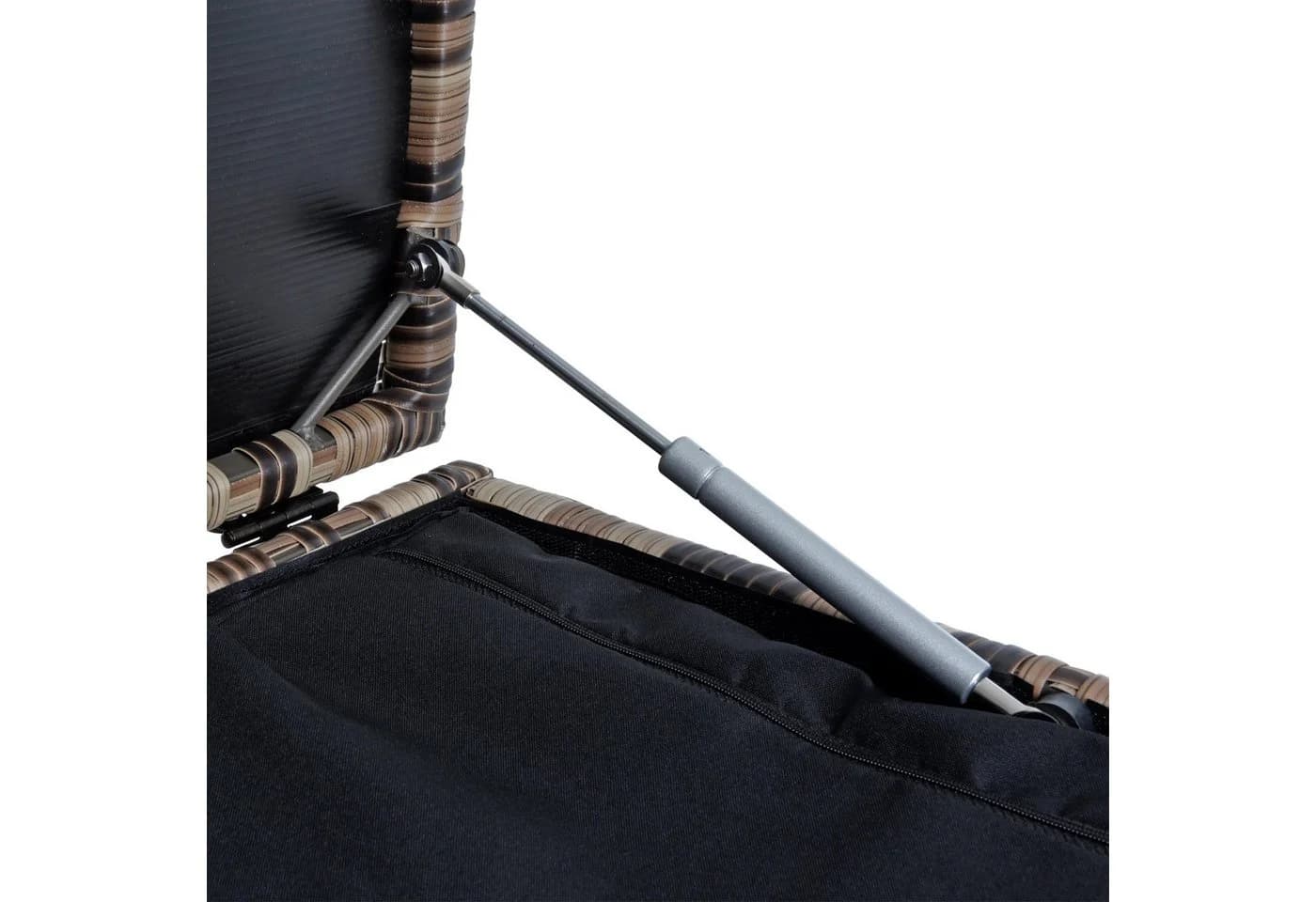 ESTEXO Auflagenbox Polyrattan Beige-Braun mit Metallgestell