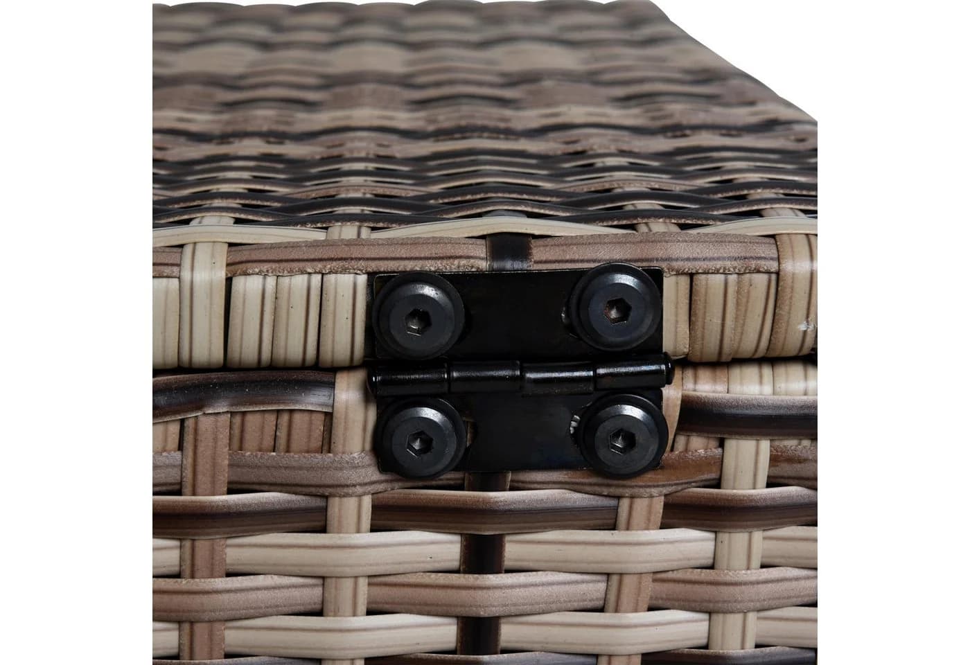 ESTEXO Auflagenbox Polyrattan Beige-Braun mit Metallgestell - Bild 4