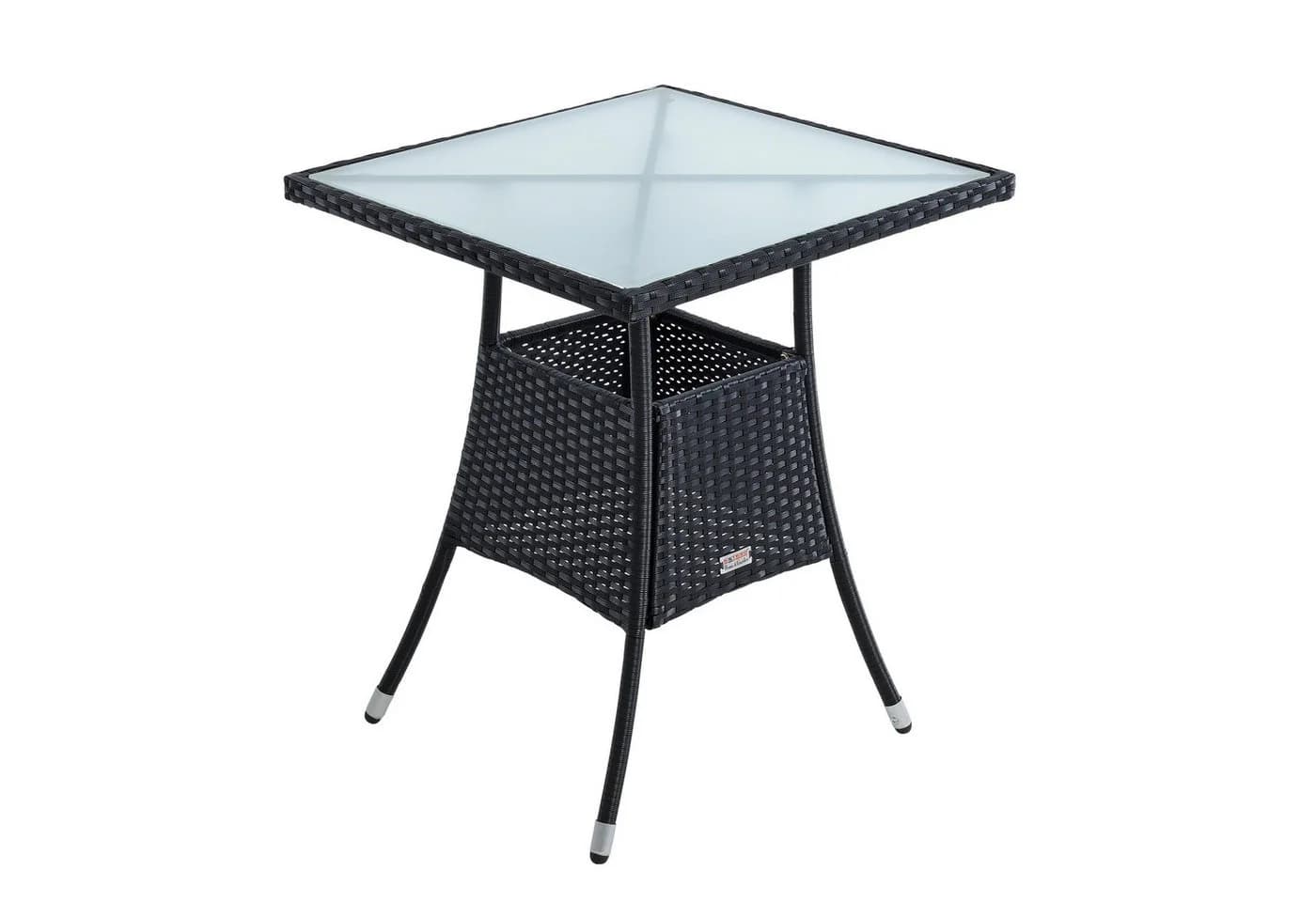 ESTEXO Polyrattan Beistelltisch mit Milchglasplatte Schwarz - Bild 2