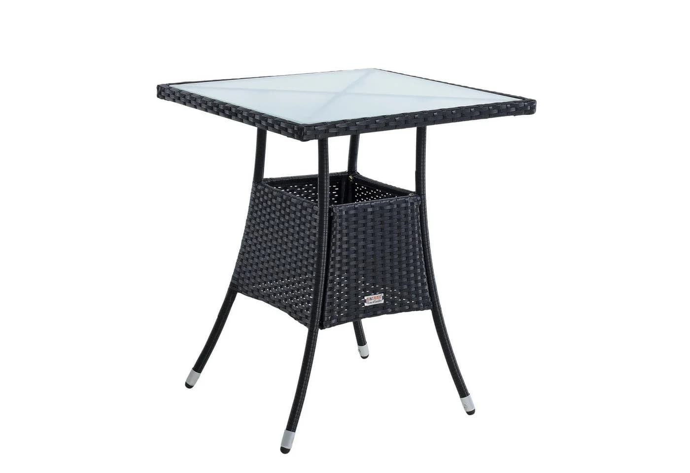 ESTEXO Polyrattan Beistelltisch mit Milchglasplatte Schwarz - Bild 5