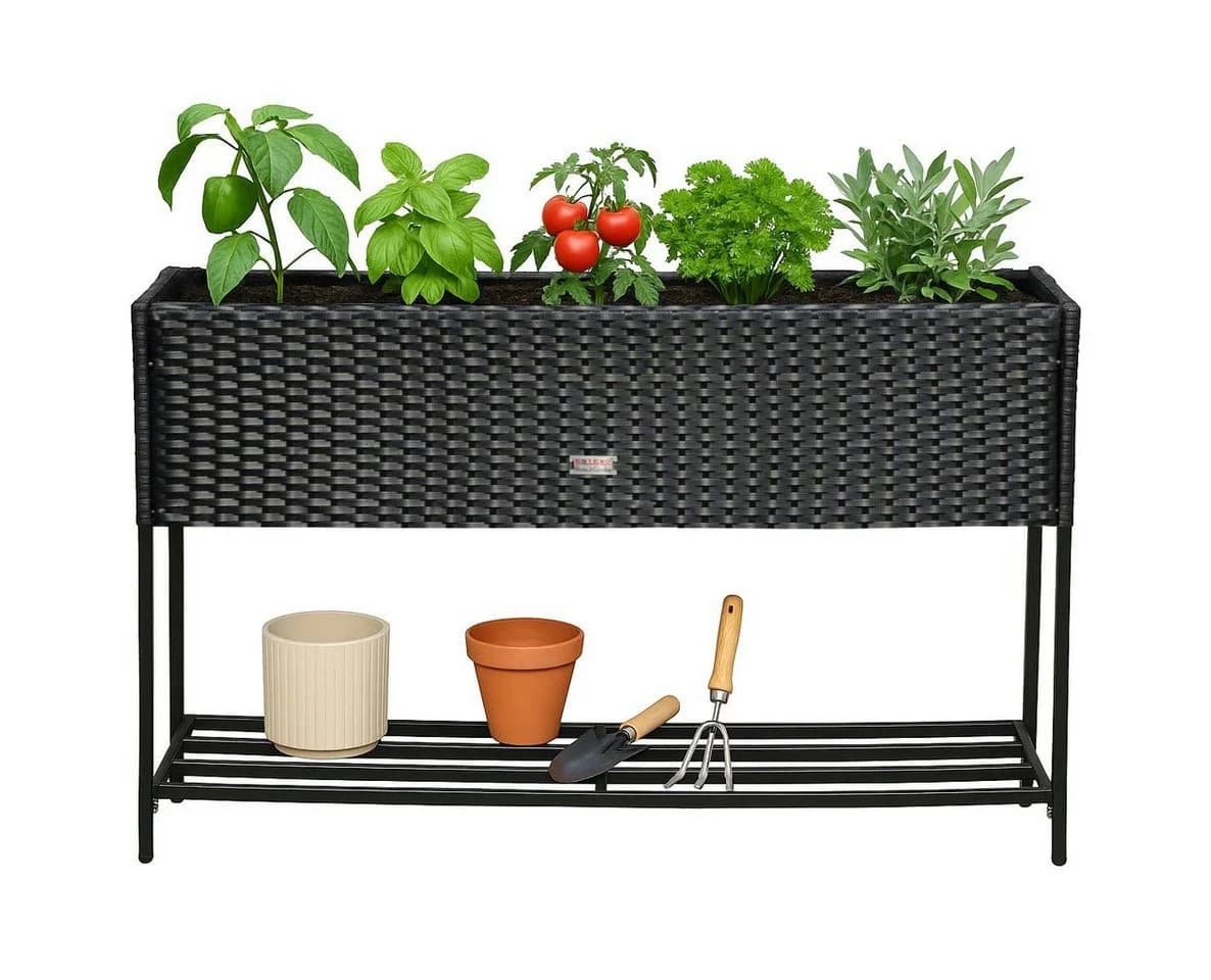 ESTEXO Hochbeet Polyrattan Blumenbeet Schwarz - Bild 3
