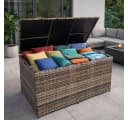 ESTEXO Auflagenbox Poly Rattan 870 Liter Beige-Braun Bild 2