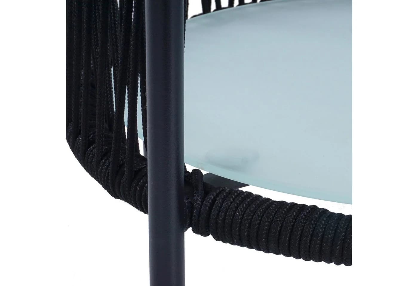 ESTEXO Bistro-Set Schwarz mit Rope-Geflecht und Glasplatte - Bild 4
