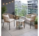 ESTEXO Bistro Set 2-tlg. Beige Rope-Geflecht Sicherheitsglas Bild 2