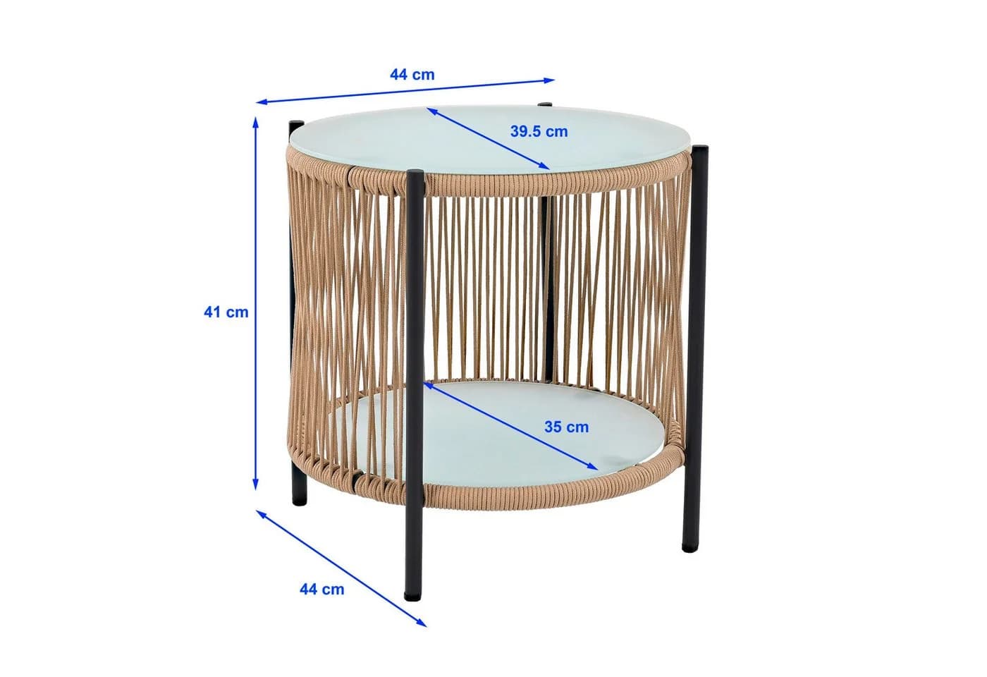 ESTEXO Bistro Set 2-tlg. Beige Rope-Geflecht Sicherheitsglas - Bild 3