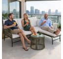 ESTEXO Sitzgruppe Gartenmöbel Set Lounge Rope Seil-Optik Gartenbank Oliv Grü Bild 2