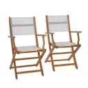 ESTEXO Gartenstuhl Klappstuhl Textil 2er Set Akazienholz Weiß Bild 2