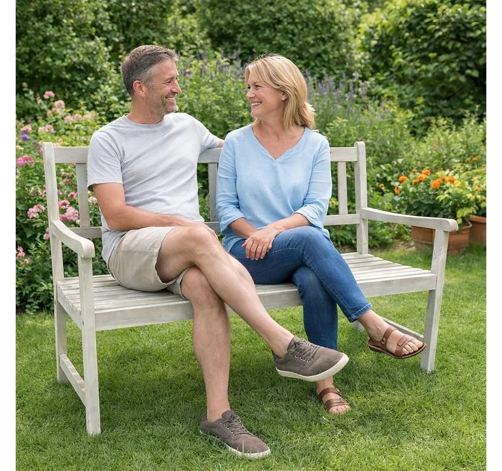 ESTEXO Gartenbank Akazienholz Weiß Lasiert 2-Sitzer - Bild 2