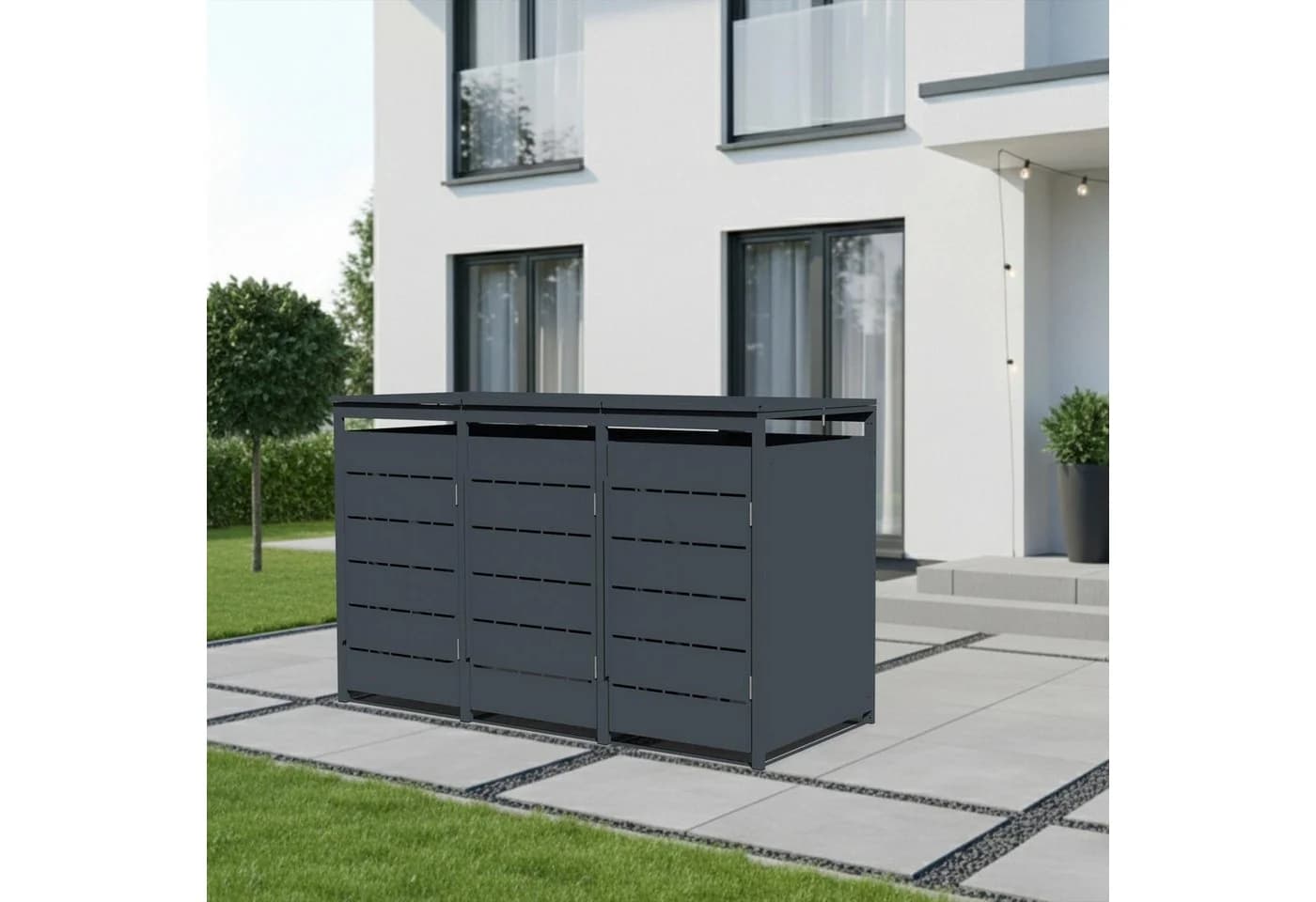 ESTEXO Mülltonnenbox 3 Türen Anthrazit - Bild 3