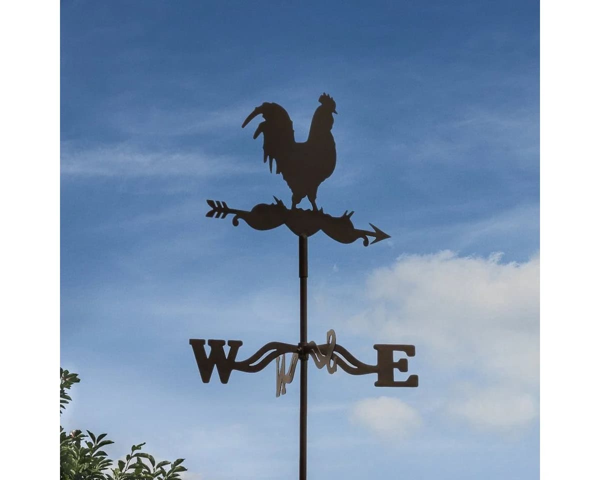 Antikas Windspiel Wetterhahn, Wetterfahne mit Erdspieß und Wandbügel - Bild 2